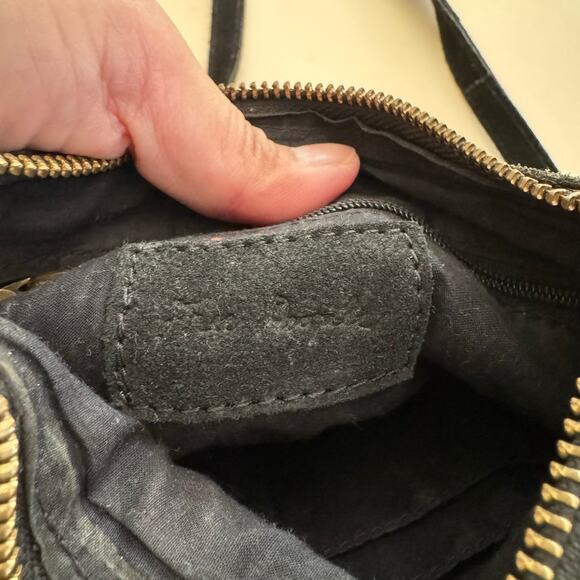 FREE PEOPLE Black Suede Grommet Studded Crossbody Bag - Picture 7 of 8